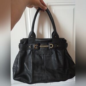 Adrienne Vittadini Black Leather Shoulder Bag